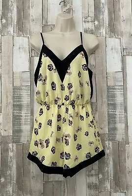 ASOS Oh My Love Black & Yellow Floral Playsuit Boho Style Size M • £12