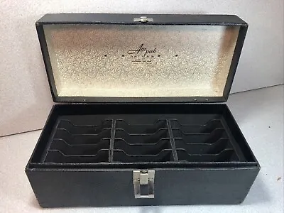 Vintage Ampak Deluxe Black Faux Leather 8 Track Storage Case 15 Tape No 1010 • $18.99