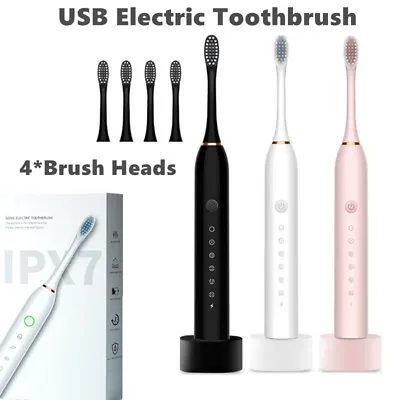 $8.90 • Buy Electric Toothbrush Rechargeable Adults 6 Modes IPX7 Ultrasonic Tooth Brushes AU