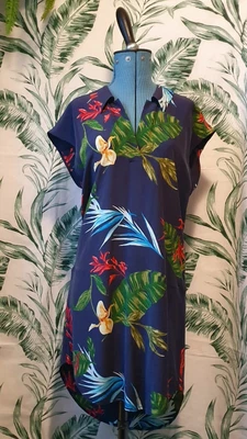 £44 • Buy Equipment Silk Shirt Dress, Navy With Tropical Print, Size XS Gorgeous