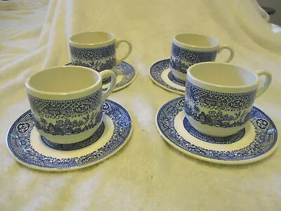 Willow Blue~By Churchill~Cups & Saucers~Qty. 8~Blue & White~USA~Collectible • $15.40