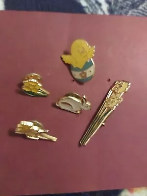 D/Spring Easter Bunny Daffodil Pin Badge Collection • £6