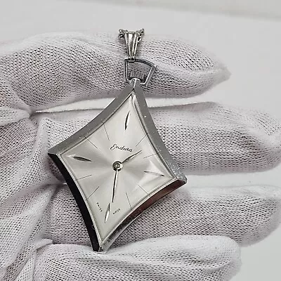 Vintage ENDURA Silver Tone Mechanical Wind Up Pendant Watch Chain Kite Working • $39.95