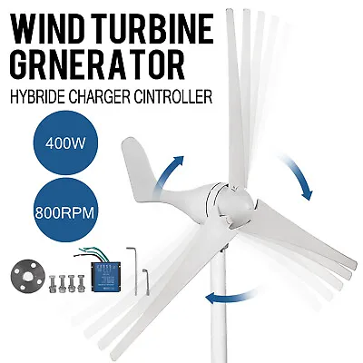 $122.40 • Buy 400W DC 12V Wind Turbine Generator With Charge Controller Low Wind Speed Start