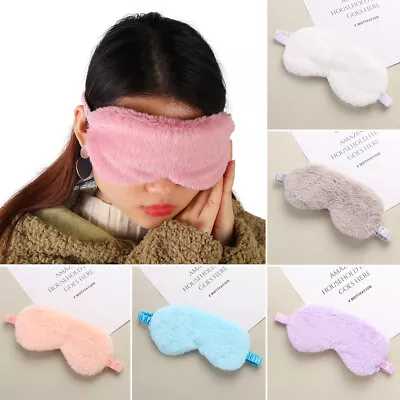 Relax Faux Rabbit Fur Plush Sleep Eyeshade Eye Mask Nap Eye Patch Blindfold • £2.78