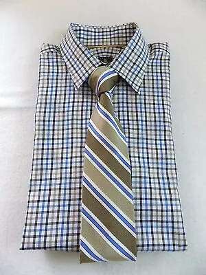 ROBERT TALBOTT TRIM FIT Dress Shirt Size XL Shirt + Silk Necktie Combo Check • $39.95