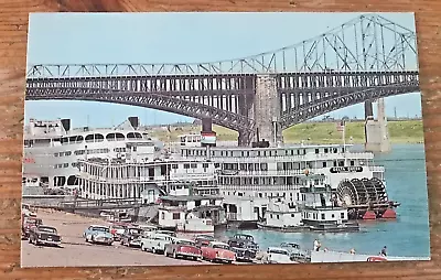 Mississippi River Steamboats Postcard Vintage Delta Queen St. Louis Missouri • $9.99