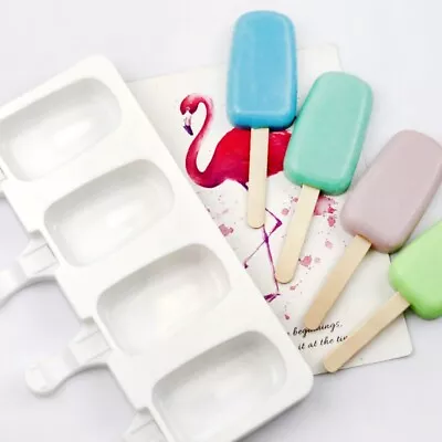Silicone Ice Cream Mould Popsicle Lolly Frozen Dessert Maker Cakesicles Tray 4 • £4.57