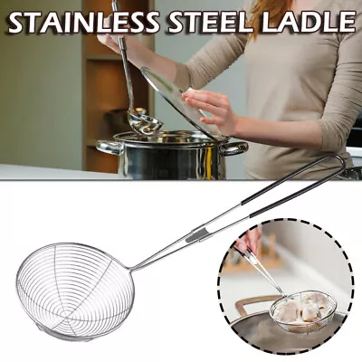 £3.46 • Buy Ladle Spider Skimmer Kitchen Utensil Stainless Steel Mesh Strainer Fry Spoons