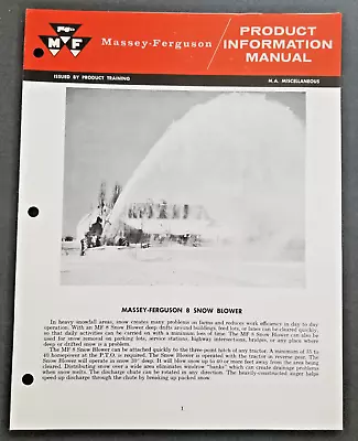 Massey Ferguson MF 8 Snow Blower Product Information Manual • $22