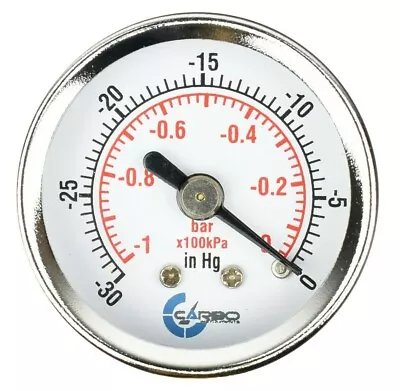 $8.95 • Buy 1-1/2  Vacuum Gauge-Chrome Plate Steel Case, 1/8 NPT, Back Mnt. -30 InHg/0 Psi