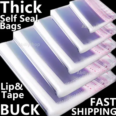 Clear Plastic Bags Resealable Lip Tape 1.5Mil Large 9x12 12x15 10x13 14x20 Cello • $87.94