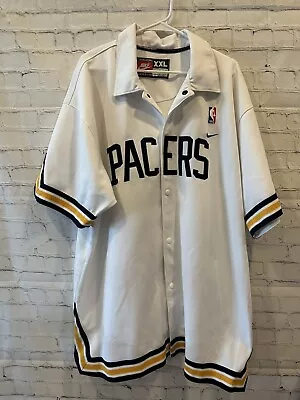 Vintage Indiana Pacers Nike Warmup Snap Button Jersey Size 2xL White Nba • $79.55