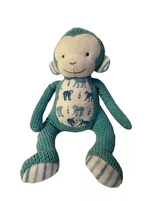 Bunnies By The Bay Monkey Plush 12 Inch Teal Blue Stripe Corduroy Stuffed Toy • $13.49