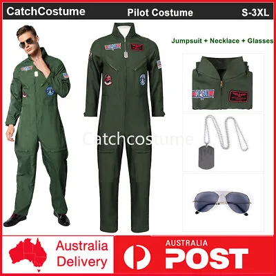 Movie Top Gun Maverick Cosplay Costume Halloween Adult Men Pilot Flight Jumpsuit • $36.36