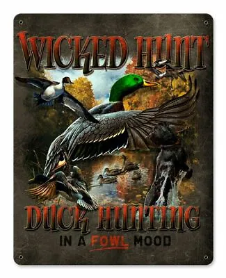Wicked Hunt Ducks Flying 15  Heavy Duty Usa Made Metal Home Decor Hunting Sign • $60