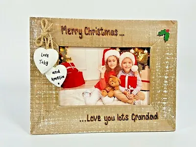 £14.99 • Buy Merry Christmas Personalised Driftwood Photo Frame Gift Great Nan Grandad Gran