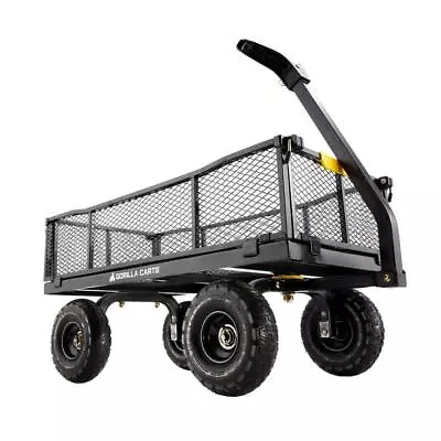 Gorilla Garden Cart 4 Cu Ft+Steel+Removable Sides+Towable+Zero-Turn Steering • $160.96