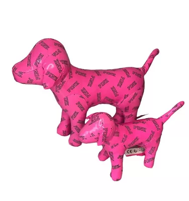 Victoria’s Secret PINK Logo Vinyl Large 12X9” And Small Pink Stuffed Plush Dog • $20