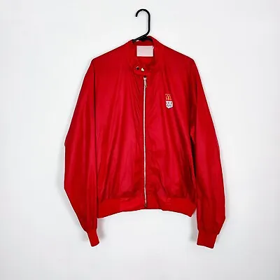 Vintage 1984 McDonalds USA Olympics Bomber Jacket Red Shiny Nylon 80s Logo • $37.29