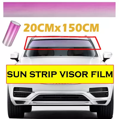 Pink Sun Visor Strip Tint Film Car Accessories Front Windshield UV Shade Banner • $9.78