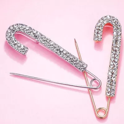 £2.62 • Buy Crystal Rhinestone Safety Pin Brooch For Women Dress Gold Silver Party Jewelry