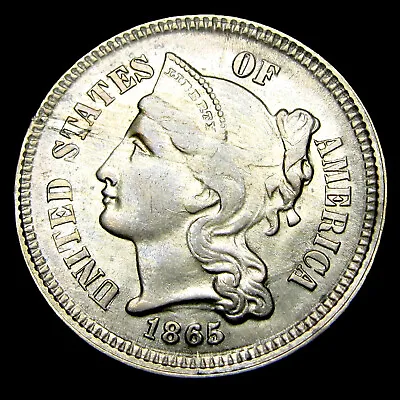 $135 • Buy 1865 Copper Nickel Three Cent Piece --- Gem BU+ Condition Type Coin  ---- #ZR219