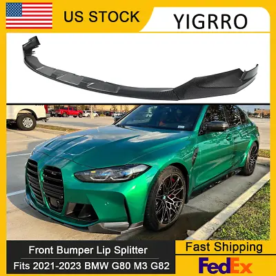 For 2021-2023 BMW G80 M3 G82 G83 M4 Front Splitter Bumper Lip Carbon Fiber Style • $154.79