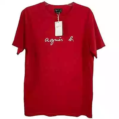 NWT Agnis B Paris Red Logo Short Sleeve Cotton T-shirt M/L • $88