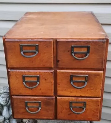 Antique Oak Card Catalog 6 Drawer Library Apothecary Cabinet Wood File Cabinet  • $299.95