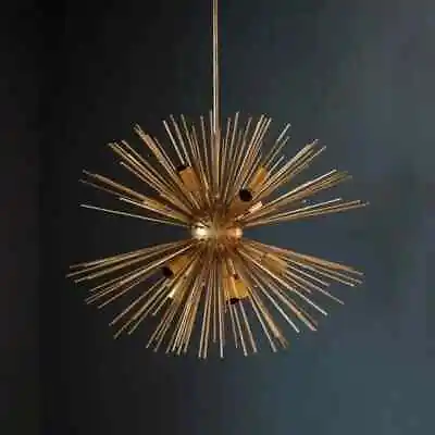 1950's Mid-Century Modern Italian Brass Sputnik Urchin Chandelier Light Fixture • $449.10