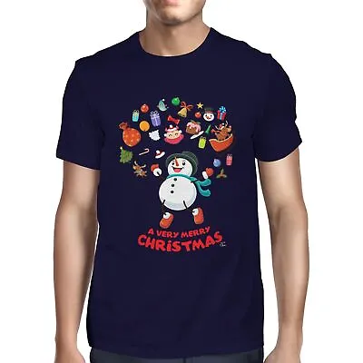 £7.99 • Buy 1Tee Mens Merry Christmas Snowman Surrounded By Christmas Favourites T-Shirt