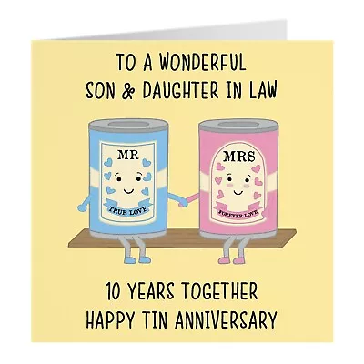 Son And Daughter In Law 10th Anniversary Card - Iconic - 10 Years Together • £4.99