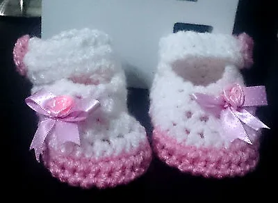 Baby Crochet Handmade Shoes Boots Booties Knitting First Shoes • £4.99