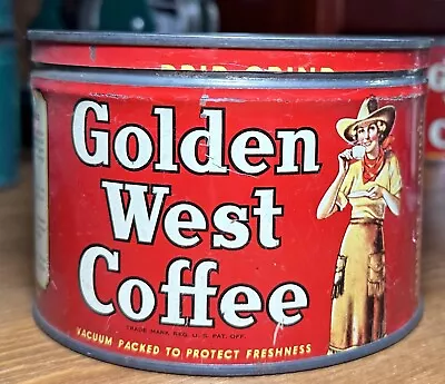 Vintage Key Wind Golden West Coffee Can Tin Closset & Devers Cowgirl Western 1lb • $119.99