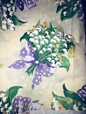 VTG Joan Kessler LILY Of The VALLEY Floral Polished Cotton Concord BTHY • $17.99