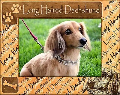 Long Haired Dachshund Laser Engraved Wood Picture Frame (3 X 5)  • $25.99