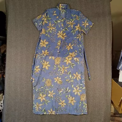 Terri 2-Piece Dress Womens Size Large 100% Polyester Blue Floral Below The Knee • $24.94