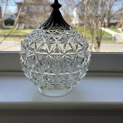 Vintage Atomic Starburst Clear Glass Lamp Shade Bronze Acorn Artichoke Swag MCM • $28