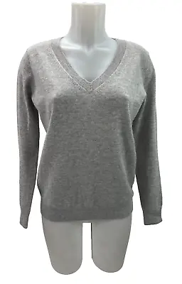 VINCE Women's Light Heather Gray 100% Cashmere V-Neck Sweater Size XS • $45