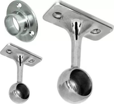 £3.75 • Buy Chrome Wardrobe Rail Fittings End Centre 19mm & 25mm
