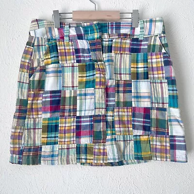 J CREW Skirt Madras Patchwork Plaid Women's Sz 2 100% Cotton • $20