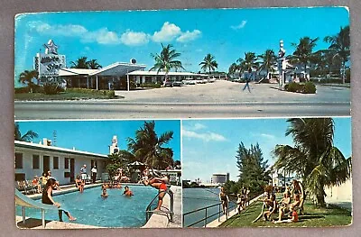 WHITE STAR MOTEL  Postcard FT LAUDERDALE Florida GOOGIE SIGN WING GULL ROOF • $9.99