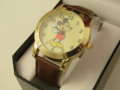 Disney Mickey Mouse Men S Watch With Molded Hands And Brown Leather Band Mk1448 • $22.95