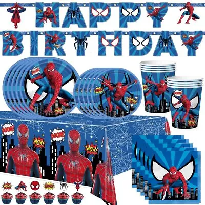$5.77 • Buy Spiderman Party Decorations Paper Bag Tablecloth Cake Topper Kids Birthday Party