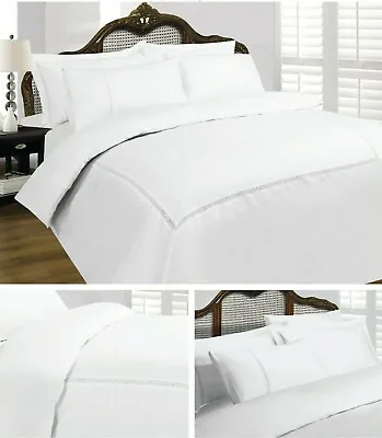 Hotel Collection Luxury White Bedding Pure Cotton Lace Duvet Cover • £34.50