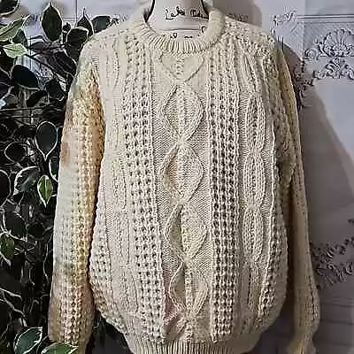 Gaeltarra At Harrods 100% Wool Irish Fisherman's Handmade Sweater 44/112cm • $163