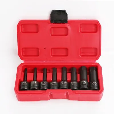 8Pcs Metric / SAE  1/2  Drive Impact Socket Set Hex Bits Long Air Allen Driver • $29.49