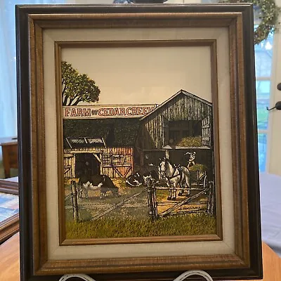 Signed H. Hargrove Framed Serigraph Oil Painting; Farm Of Cedar Creek 12 X14  • $18