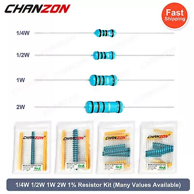 1/4W 1/2W 1W 2W Watt 1% Metal Film Resistor Assortment Kit Set 1 Ohm – 4.7M Ohm • £4.43